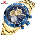 NAVIFORCE 9173 Luxury Brand Gold Mens Sport Watch Steel Strap Quartz Watches Men Date Waterproof Military Clock